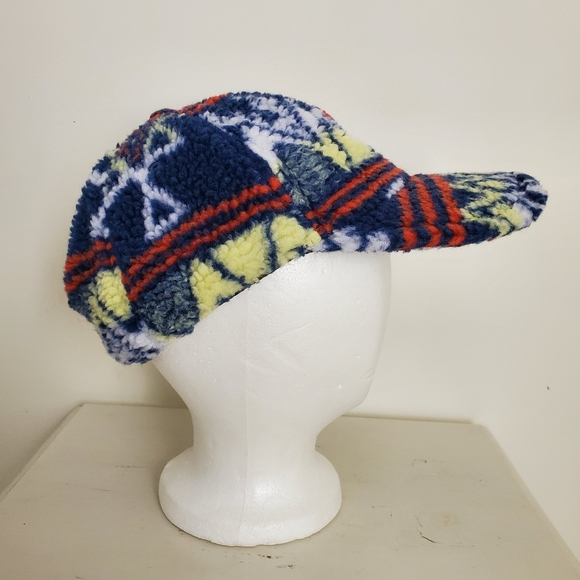 COAL Fuzzy Fleece Patchwork Tribal Print Ball Cap Hat OSFM - Picture 5 of 11